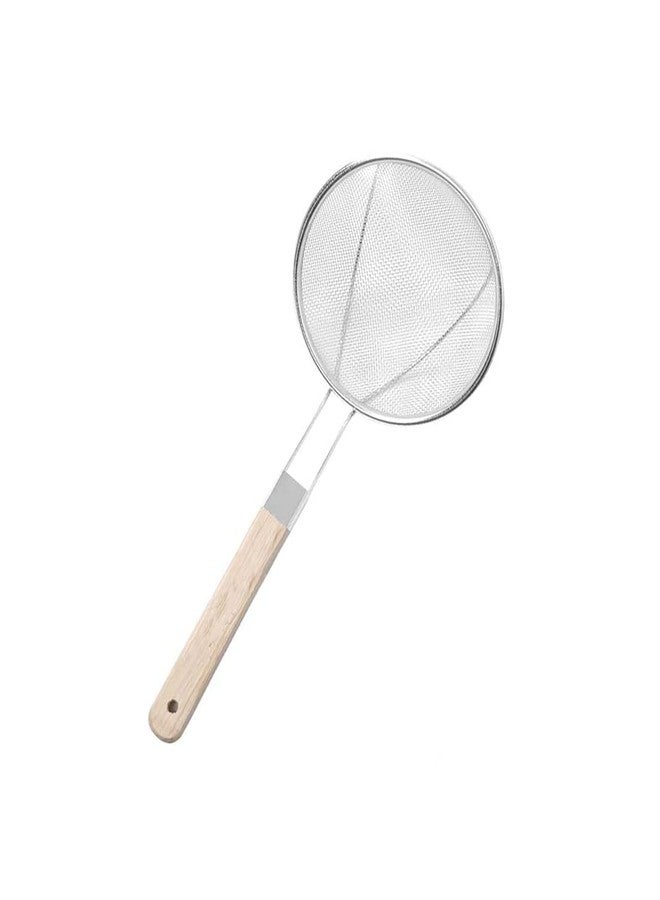 TOP TRICK 1 PCS Heavy Duty Professional Standard Stainless Steel Deep Fry Net Spoon Oil Strainer with Wooden Handle Jhara,Mesh,Ladle,Wire,Skimmer,Puri Strainer for Kitchen - Image 1